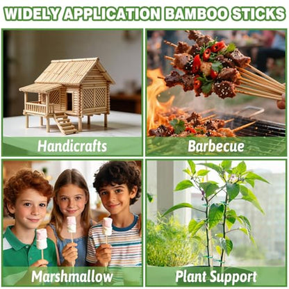AUGSHY Bamboo Plant Stakes 18 Inch, 64 PCS Natural Bamboo Garden Stakes