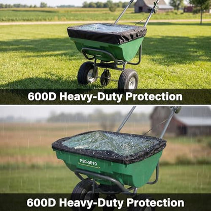 Spreader Cover with Clear Window, Waterproof Fertilizer Hopper Lid, Black