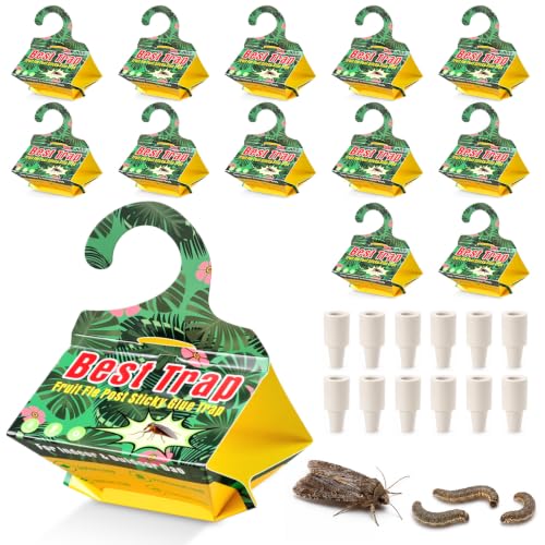 12 Pack Black Cutworm Pheromone Trap Kit (Agrotis Ipsilon) – 12 Triangular Sticky Traps with 12 Lures, Hanging Moth Monitoring for Garden, Lawn & Planting Areas - style: for Black Cutworm