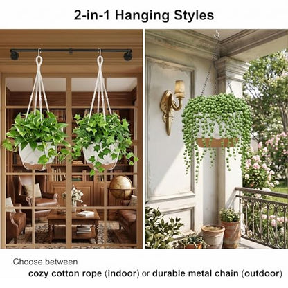 FUSHITON 3 Pack Self-Watering Hanging Planters for Indoor Outdoor