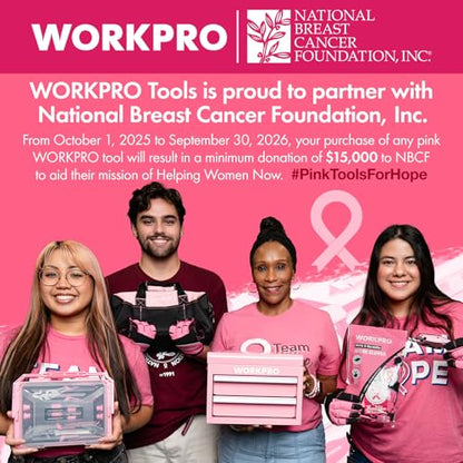 WORKPRO Garden Tool Bag, 10 Pockets and Shoulder Strap, Pink - color: Pink