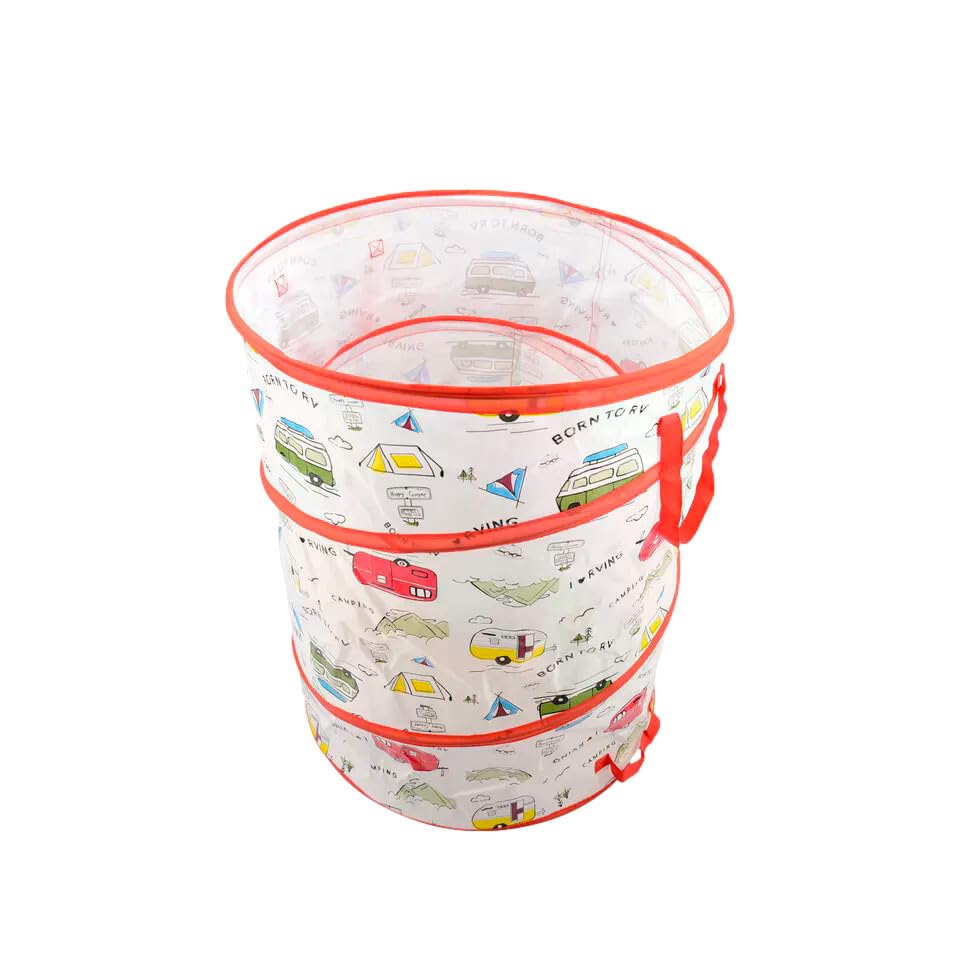 Portable 30 Gallon Pop-Up Trash Can for Camping - Collapsible, Lightweight, Easy Setup