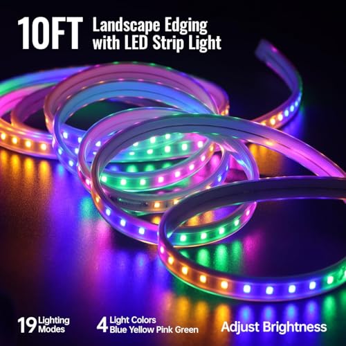 Landscape Edging with Solar String Light, 10FT, 2in Depth, Timer