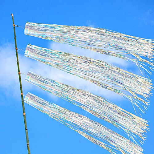 Lewtemi 4 Pcs Bird Scarer Wind Socks for Outside Heavy Duty, Rotating Hook