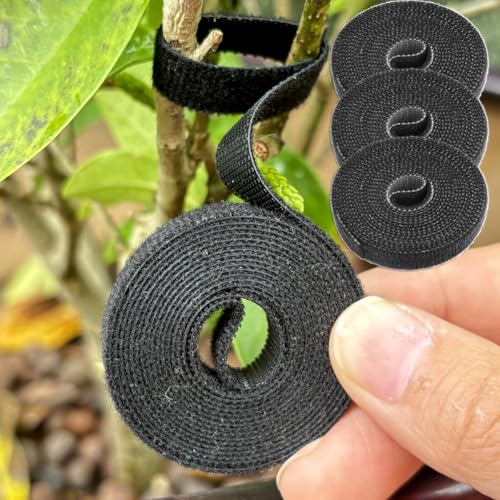 3Rolls/Set Hook and Loop Tape Cable Ties Reusable Fastening Tape Black - color: Black