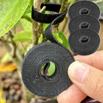 3Rolls/Set Hook and Loop Tape Cable Ties Reusable Fastening Tape Black - color: Black