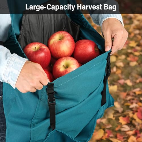 Gardening Apron, Garden Apron with Quick Release Pockets,Water Resistant Oxford with Adjustment Cross Strap,Farm Work - color: Emerald Green