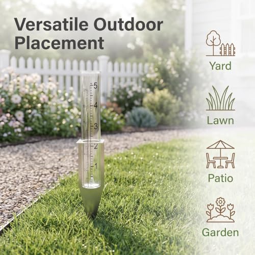 4 Pack Plastic Rain Gauge Outdoor with Metal Stake for Yard Garden Lawn