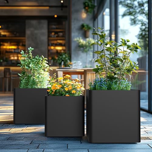 Square Large Outdoor Planter 20inch - color: Black, size: 20"L x 20"W x 20"H