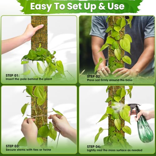 DUSPRO 59" Large D-Shape Moss Pole for Big Climbing Plants, (1pc, 59'') - size: 59" D SHAPED MOSS POLE