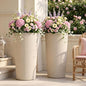24" Tall Planters for Outdoor Plants with Insert, Set of 2 Cream - color: Beige-r