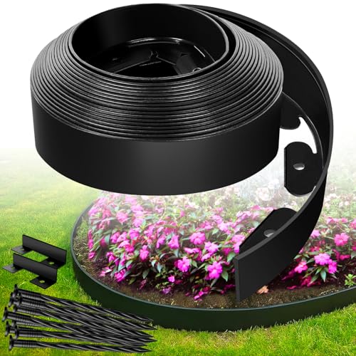 Landscape Edging Border - 3”x20’ Garden Edging Border with 20 Stakes, No Dig Lawn Edging for Landscaping for Garden Bed, Thickened Top Edge Flexible Flower Bed Border Edging for Outdoor - size: 3IN - 20FT