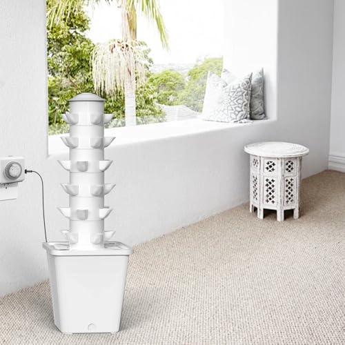 Hydroponics Growing System, 30-Plant Indoor Hydroponic Tower with Pump System, Plants Germination Kit, Smart Aeroponic Herb Garden, Vertical Hydroponic System for Gardening Lover (No Seed) - color: White