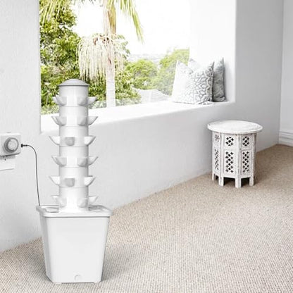 Hydroponics Growing System, 30-Plant Indoor Hydroponic Tower with Pump System, Plants Germination Kit, Smart Aeroponic Herb Garden, Vertical Hydroponic System for Gardening Lover (No Seed) - color: White