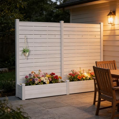 Kozyard 2Pack Privacy Screen with Planter70 H x 51" W Outdoor Garden Screen - color: White/2pack