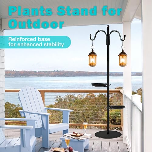 Shepherds Hooks for Outdoor, 76 Inch Bird Feeder Stand - style: Dual Hooks & 2 Pots