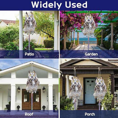2PCS Flat Plastic Owls to Keep Woodpecker Away from House - color: Light Grey Owl 2pcs
