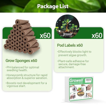 Growell 120Pcs Hydroponic Pods Kit, Seed Starter Refill for Indoor Garden - size: 120 Pcs