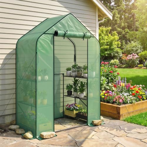 Outsunny 4.7' x 2.3' x 6.2' Small Greenhouse, Foldable Frame, Green - color: Green