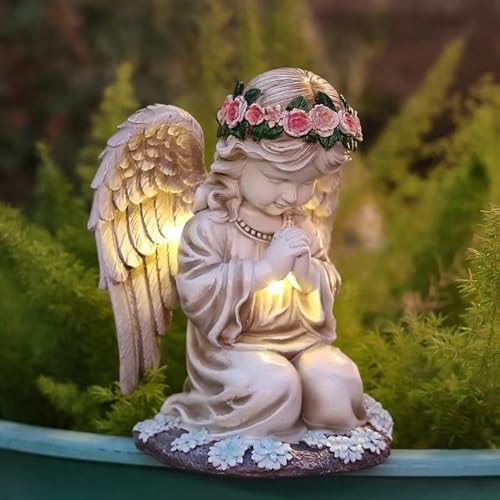 Solar Angel Garden Statues Outdoor,Garden Angel,Praying Angels Figurines - style: Antique