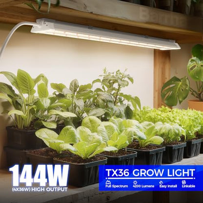 Barrina TX36 2FT LED Grow Light, 144W(4 x 36W, 800W Equivalent), Timer - color: GrowForce Spectrum, size: 2FT-36W-4P