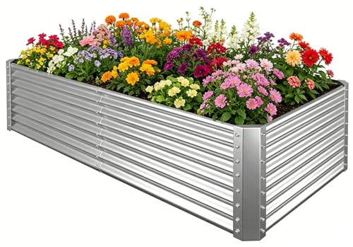 6x3x2ft Raised Garden Bed, Deep Root Planter Box, Silver,1 Pack - size: 6x3x2FT