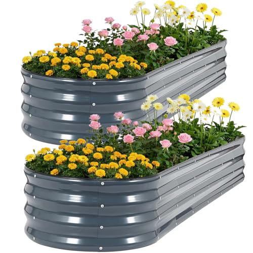 Galvanized Raised Garden Bed 2 PCS, 8x2x1ft Metal Planter Box Grey - color: Gray, size: 8x2x1ft(2pcs)
