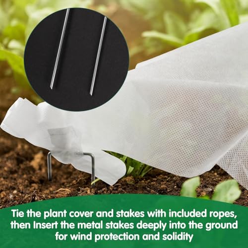 kockuu Plant Covers Freeze Protection, 10ft x 30ft 1.41 oz/yd² Frost Cloth Plant Blankets Floating Row Covers with 20 Stainless Steel Clips for Winter Plants Gardens Frost/Sun Pests Protection, White - color: White Plant Covers, size: 10*30ft