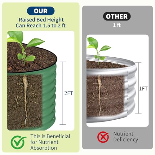 Garvee 2 Pack 8x2x2ft Galvanized Raised Garden Bed, Oval Metal Planter Box - color: Green-oval, size: 8x2x2ft 2pcs