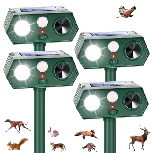 2026 Sonic Fortress Pro Deer Repellent Devices, Solar Ultrasonic Racoon Squirrel Repellent Outdoor Motion Activated Animal Repeller Cat Deterrent Light to Scare Rabbit Skunk Dog Out of Garden Yard(4)