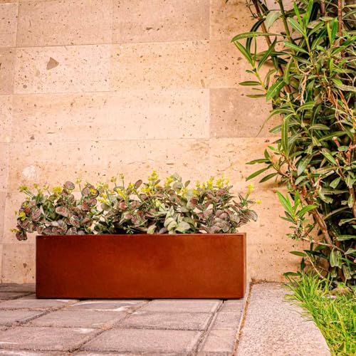 newgarden Jara 24" Rectangular Planter for Indoor and Outdoor Use, Highly UV Resistant, Long Flower Pot for Flowers and Plants, Polyethylene in Spain (60 x 20 cm, Bronze)