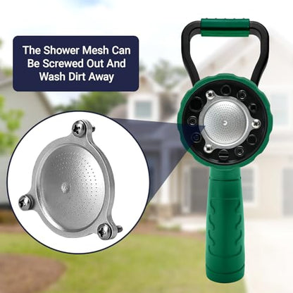 HugeDawn Garden Hose Nozzle, 6 Spray Patterns Heavy Duty Metal Water Nozzle with High Pressure for Watering, Cleaning, Washing (Green) - color: Green