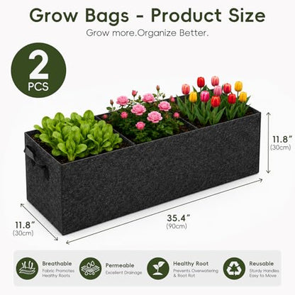2-Pack Fabric Raised Planter Beds, 22 Gallon, 3x1x1 Ft