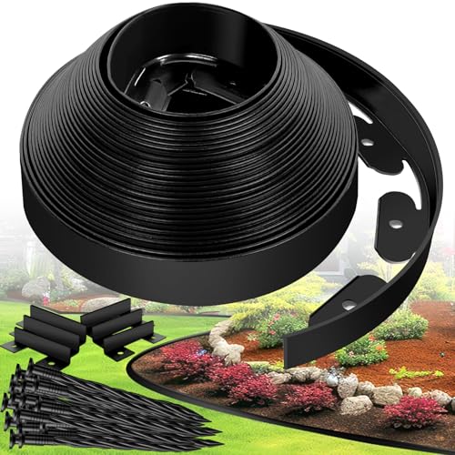 Landscape Edging Border - 1.5”x100’ Garden Edging Border with 130 Stakes, No Dig Lawn Edging for Landscaping for Garden Bed, Thickened Top Edge Flexible Flower Bed Border Edging for Outdoor - size: 1.5IN - 100FT