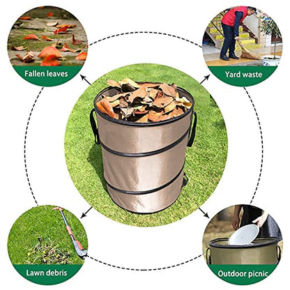 Collapsible Leaf Trash Can 37.8L Capacity Handle Locking Mechanism Outdoor Yard Garden Campsite Debris Bin 90% Cleanup Foldable Storage for Lawn Cleanup Leaf Collection
