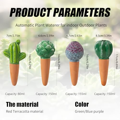 SURE YUESI 4PCS Self Watering Globes, Automatic Terracotta Watering Bulbs - Watering Spikes, Vacation Plant Watering Devices System, Plant Watering Globes for Indoor and Outdoor Plants - Cactus - color: Cactus