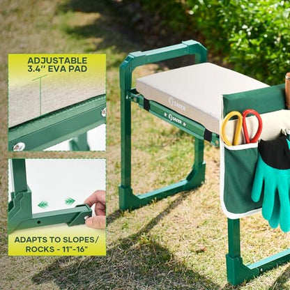 Saker Garden Kneeler and Seat Foldable Gardening Stool with Extendable Legs - size: Basic version