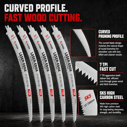 KATA 15 Inch Pruning Reciprocating Saw Blades, 7 TPI for Branches, 5 Pack - color: 5-Pack – Property Maintenance