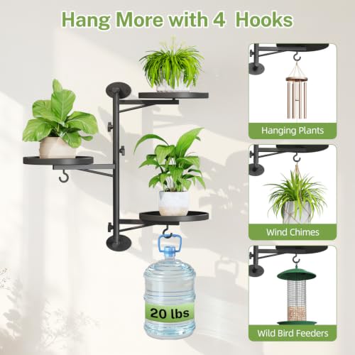 iDavosic.ly Wall Plant Holder Set of 2, Rotating Window Shelf, 3-Tier Black - color: Deep Black, size: 2 Pack