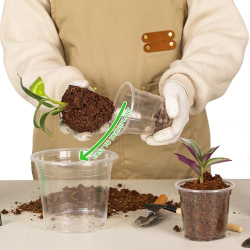 JNYONG 60 Pack 3.5/4/5/6/7 Inch Clear Nursery Pots with Drainage Hole - size: 3.5/4/5/6/7 Inch 60 pack