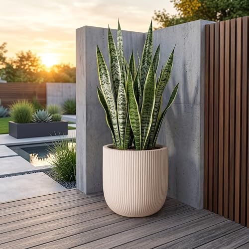 16" Pillar Fluted Planter - Handmade Fiberglass Composite - color: Off White, size: Pillar
