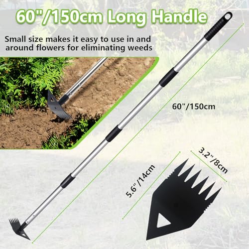 Weed Puller Tool with Long Handle, Hoe Garden Tool & Weed Rake for Weeding - color: Black