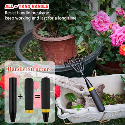Kemaier Hand Rake Cultivator - 5-Claw Heavy Duty Stainless Steel Tool