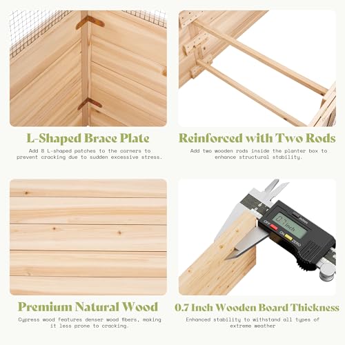 AMERLIFE Raised Garden Bed with Fencing and Trellis,18" Planting Depth - size: 6.6x5.6x3 FT