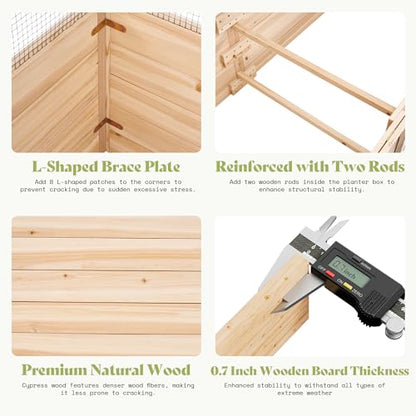 AMERLIFE Raised Garden Bed with Fencing and Trellis,18" Planting Depth - size: 6.6x5.6x3 FT