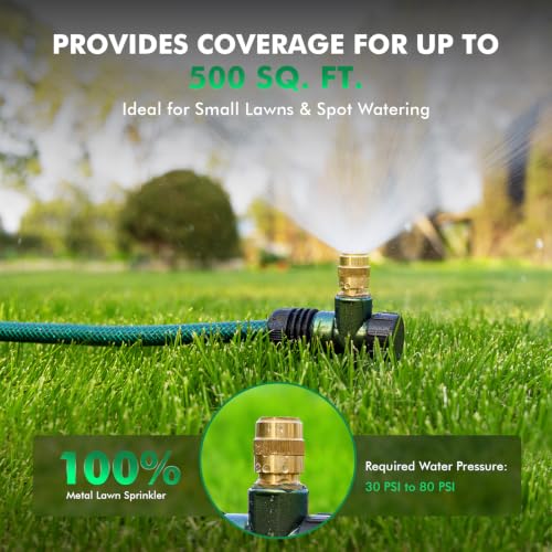 RESTMO 3 Pack Heavy-Duty Full-Metal Lawn Sprinklers for Yard - color: Green, size: 3 Pack