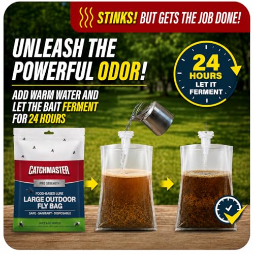 Catchmaster Disposable Outdoor Fly Trap, 2 Hanging Bags with Lure