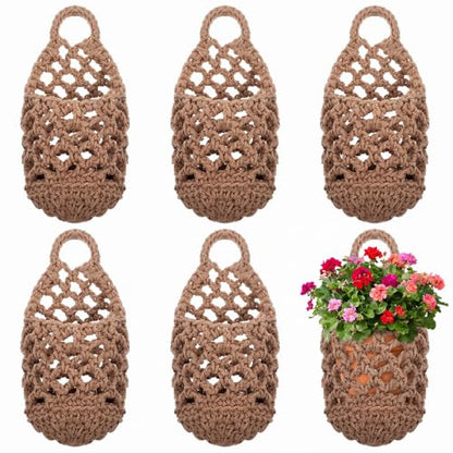 6 Pcs Macrame Wall Plant Hanger, Boho Plant Hanger Basket Cotton Rope 4"x8"