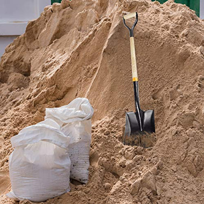 Garden Shovels for Digging, Spade Shovel, Garden Shovel for Planting, D Grip Steel Shovel, Flat Shovel Wooden Handle, Carbon Steel, Square Shovel, Head is 9.25″ Wide x 11.5 deep, Overall Length 42''