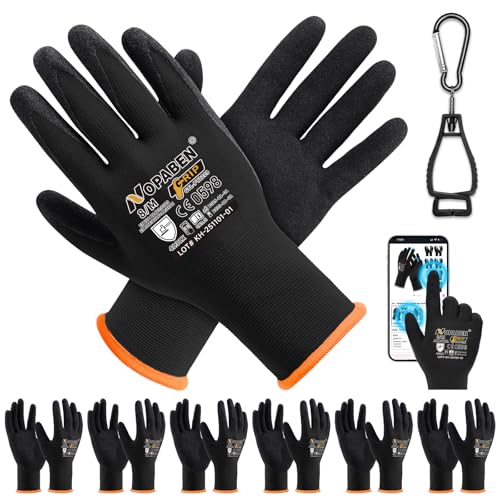 7 Pairs Safety Work Gloves Seamless Nylon Knit MicroFoam Nitrile Coated - size: Medium, style: 7 Pairs,black